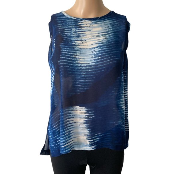 Yon Hui Collection Boutique Blue Paint Brush Size XL Tank Top - Picture 1 of 8